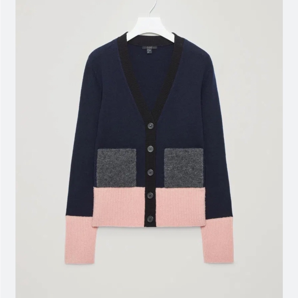 COS Colorblock Sweater - Navy, Gray, and Pink